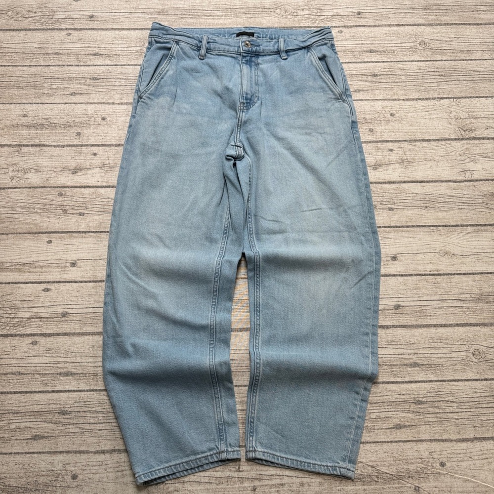 Y2K Baggy Mom Jeans Women's 6 Blue Light Wash High Rise Barrel Leg Denim Cotton